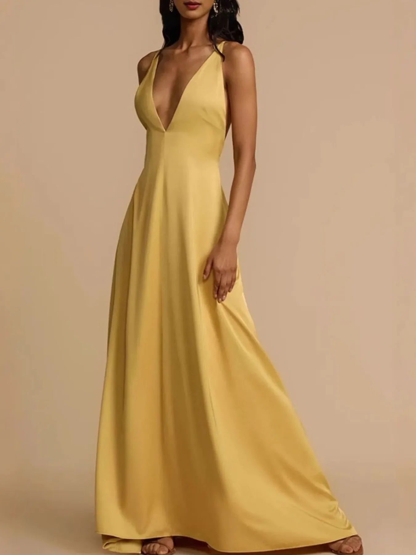 Deep V-Neck Maxi Dress for Coastal Summer - Southern Shores Clothing
