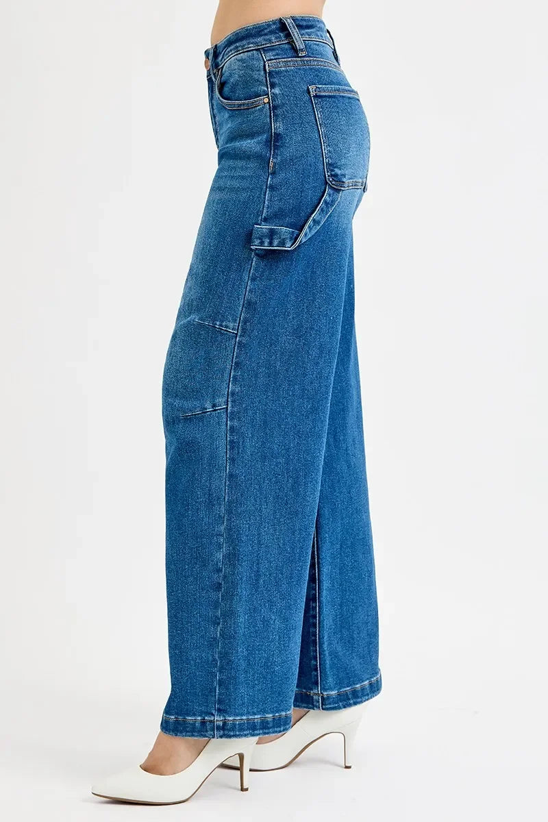 High Rise Patch Wide Leg Jeans Plus Size - Southern Shores Clothing