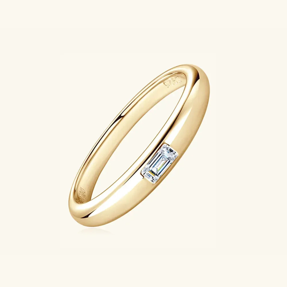 Sterling Silver Inlaid Moissanite Ring With 18K Gold Plating - Southern Shores Clothing