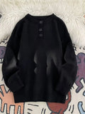 Stretch Long Sleeve Button Detail Sweater