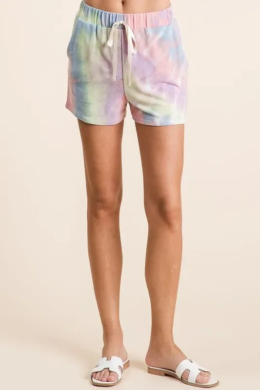 Tie Dye French Terry Shorts With Twill Tape - Southern Shores Clothing