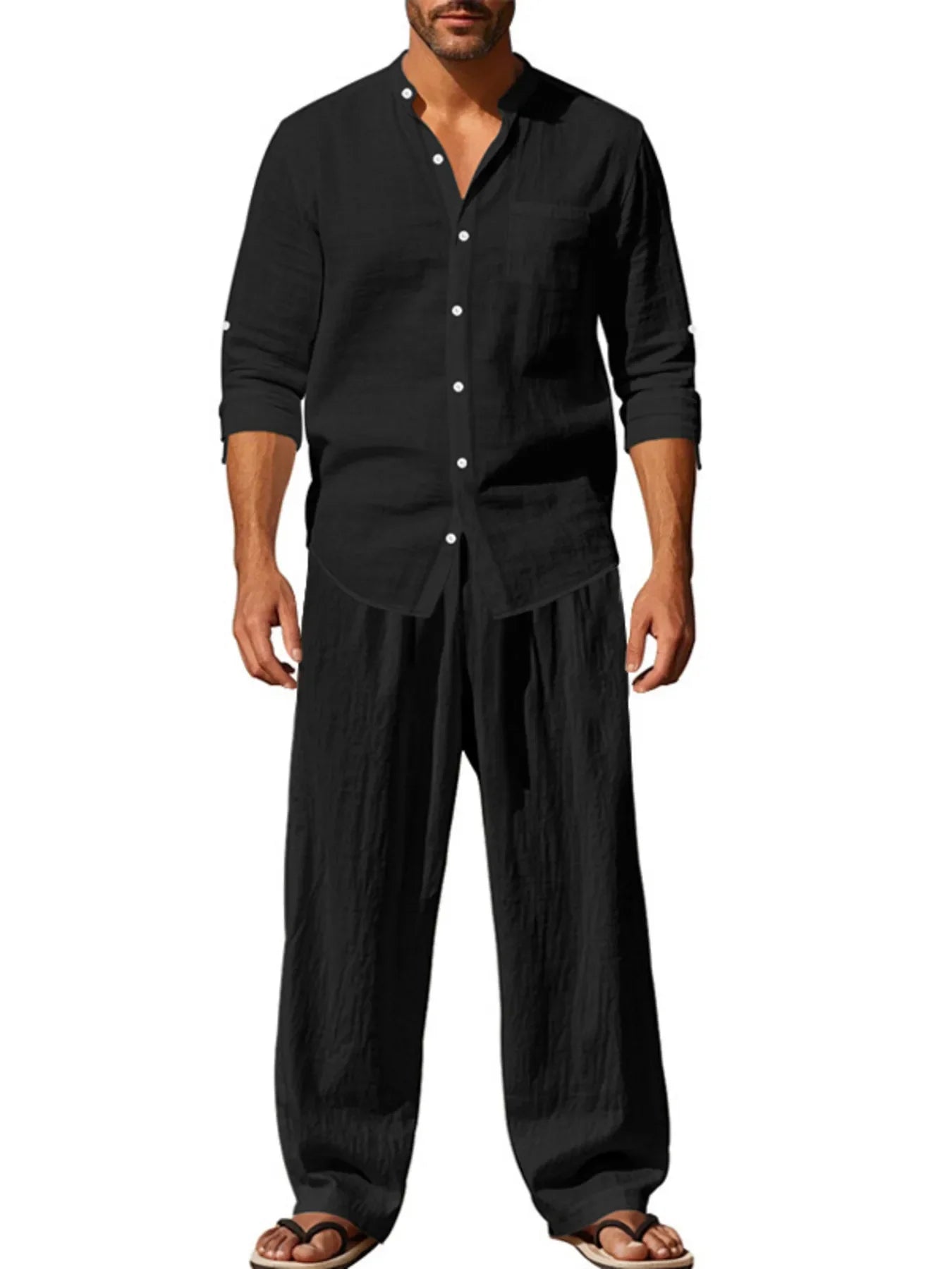 Men's Full Size Button Up Shirt and Pants Set Plus Size - Southern Shores Clothing