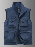 Plus Size Multi Pocket Polyester Utility Vest With Zipper - Southern Shores Clothing