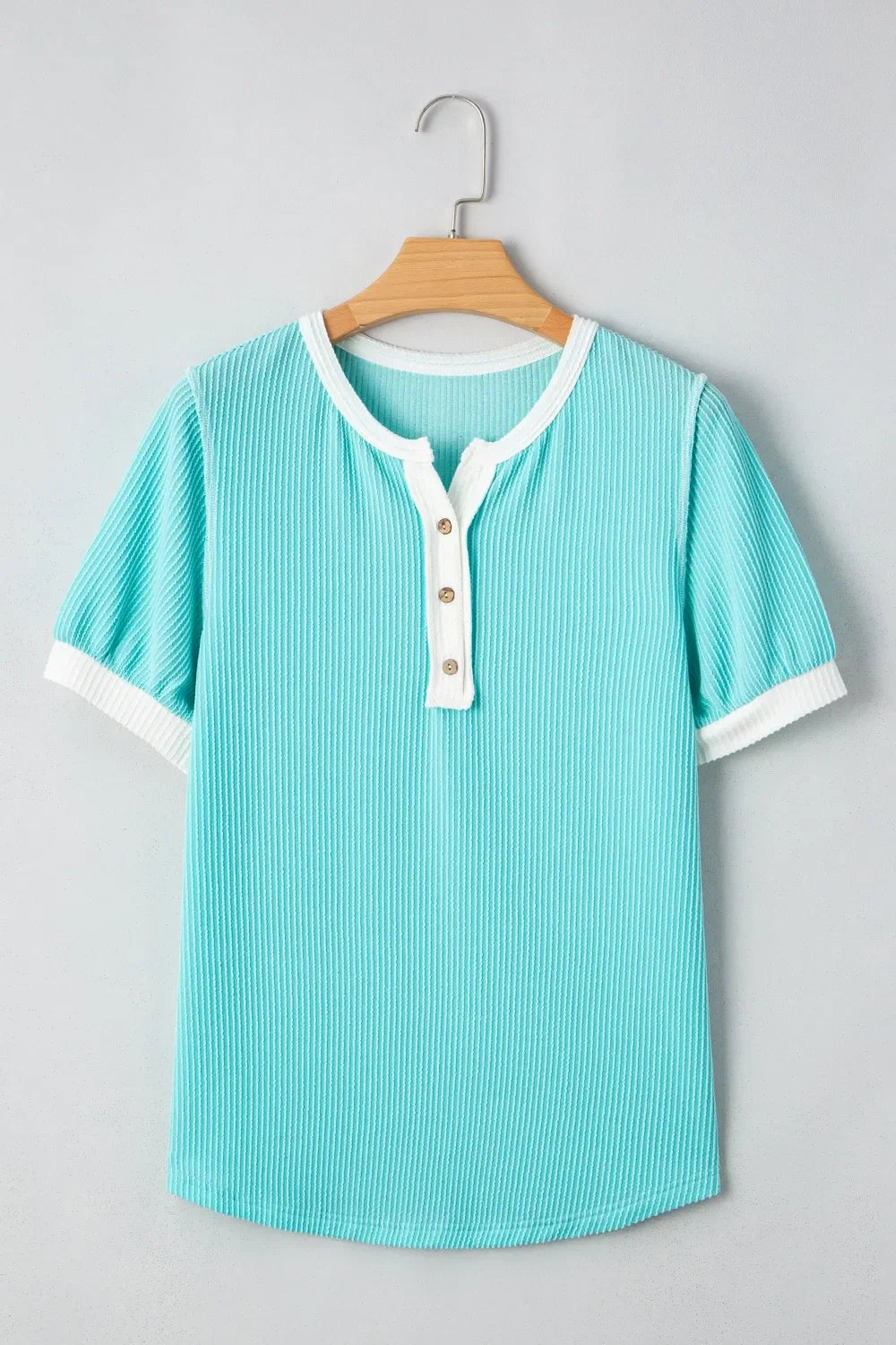 Corded Half Button Henley T Shirt With Stretch - Southern Shores Clothing