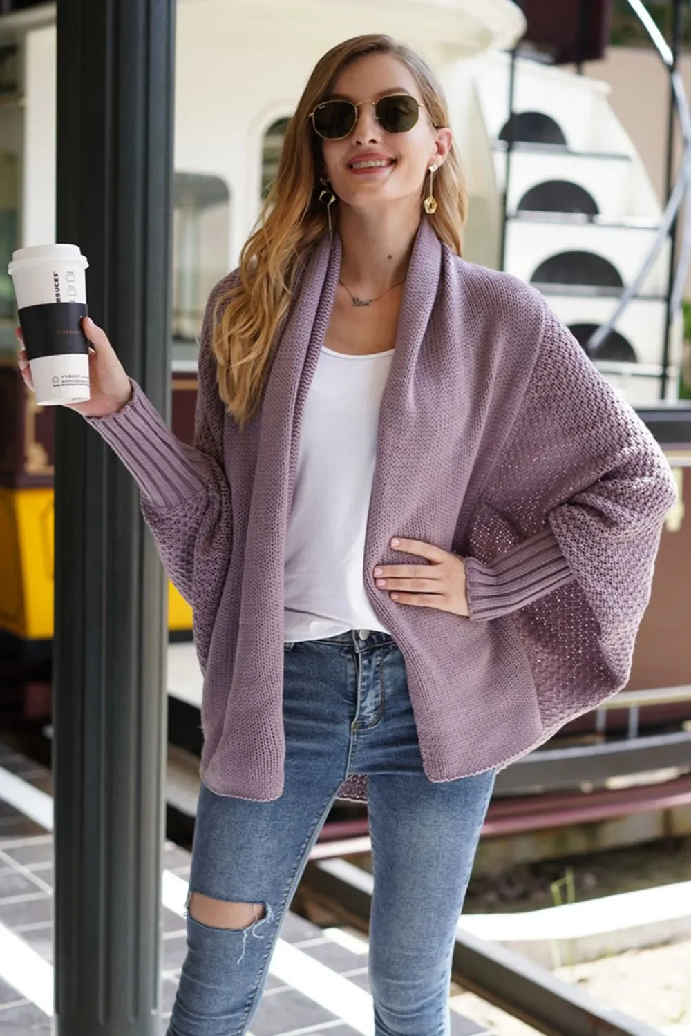 Open Front Batwing Sleeve Cardigan Lightweight - Southern Shores Clothing