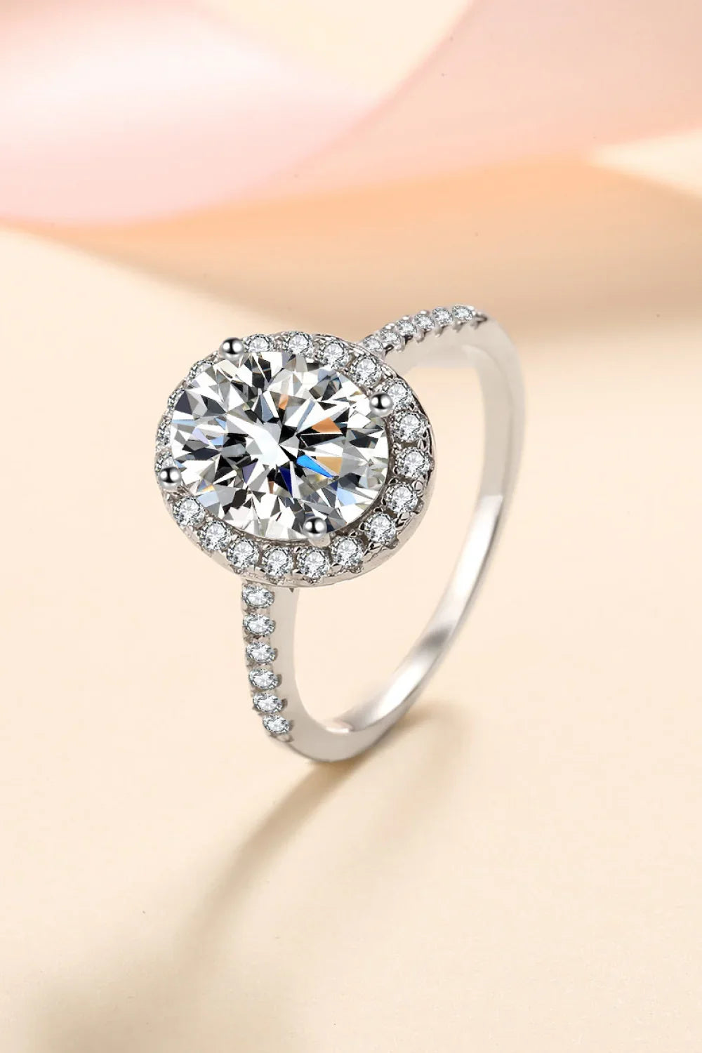 2 Carat Moissanite Halo Ring Sterling Silver - Southern Shores Clothing