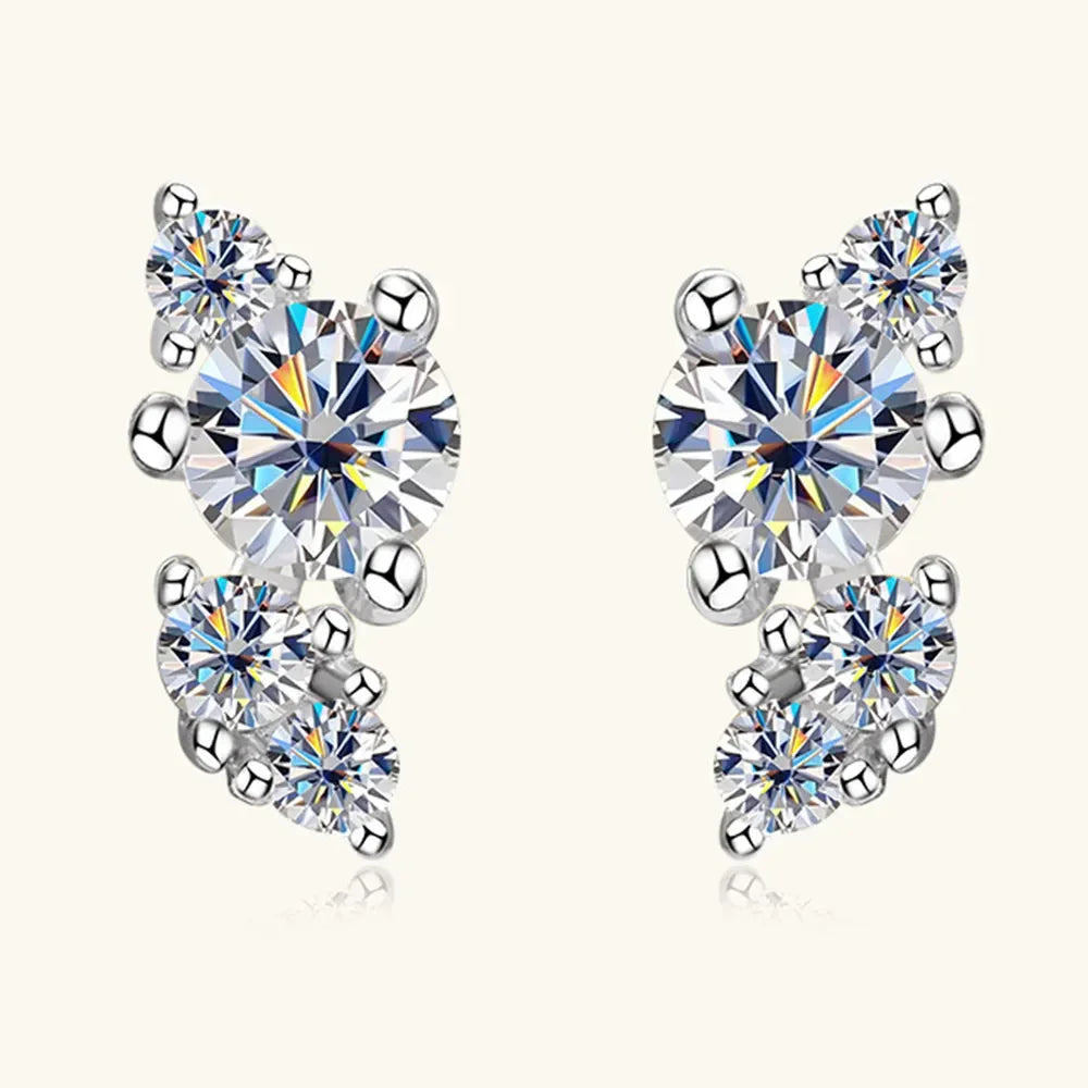 18K Gold Plated Sterling Silver Moissanite Stud Earrings - Southern Shores Clothing