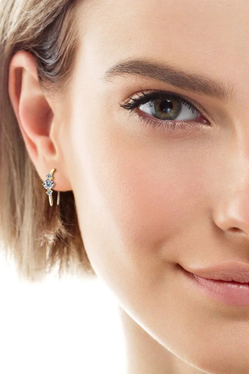 Moissanite Sterling Silver Platinum-Plated Earrings - Southern Shores Clothing