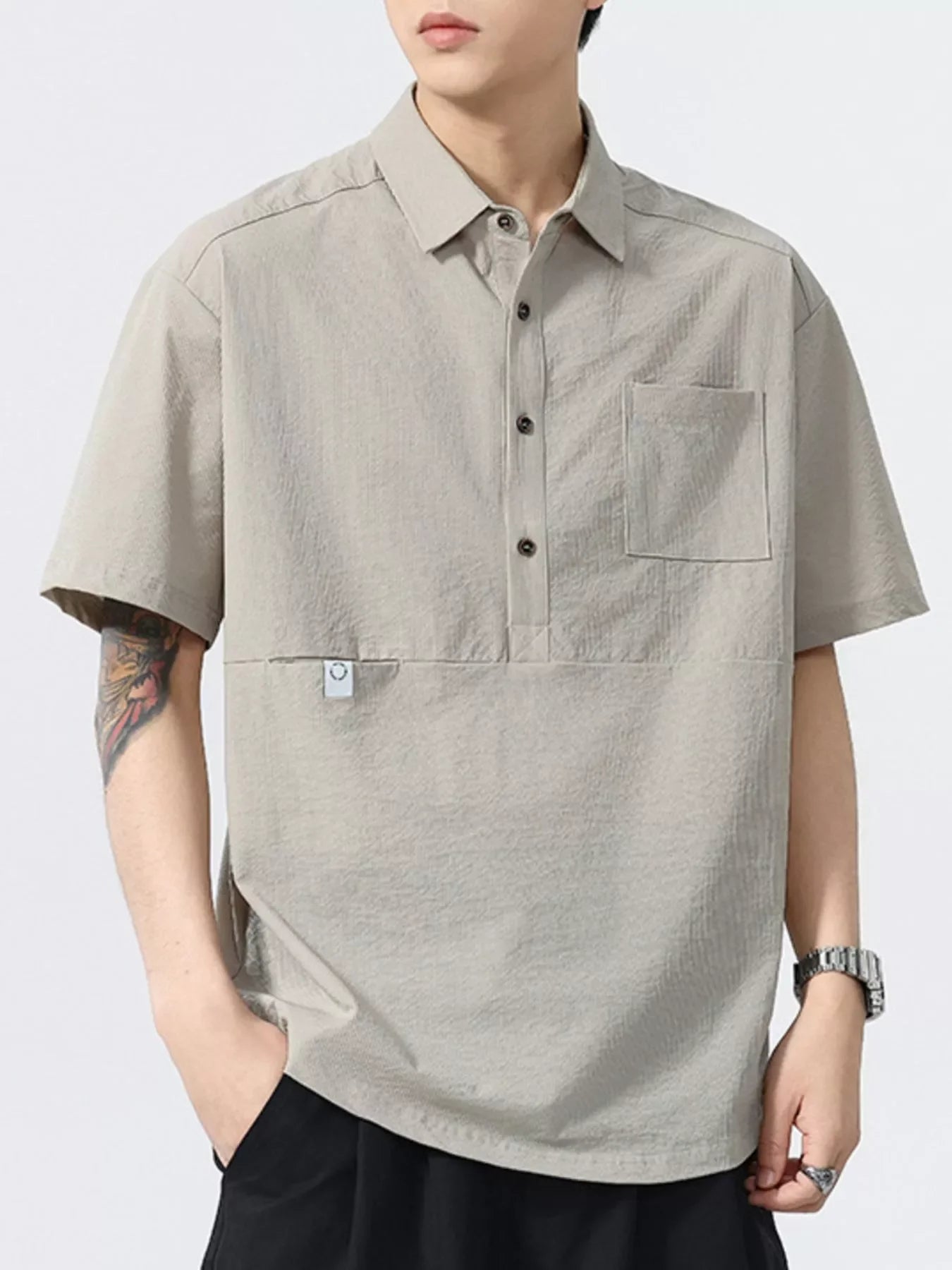 Plus Size Textured Short Sleeve Polo Shirt - Southern Shores Clothing