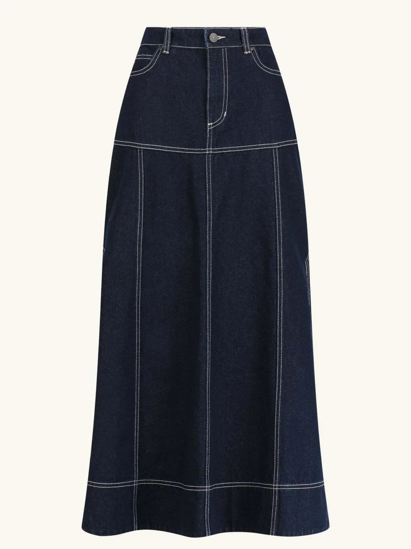 High-Waist Denim Maxi Skirt With Side Slit - Southern Shores Clothing