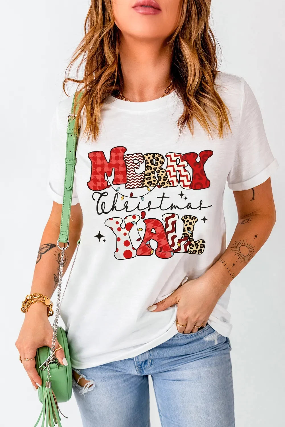 Stretch Letter Graphic Round Neck Short Sleeve T Shirt - Southern Shores Clothing