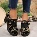 Classic Leather Round Toe Block Heel Pumps - Southern Shores Clothing