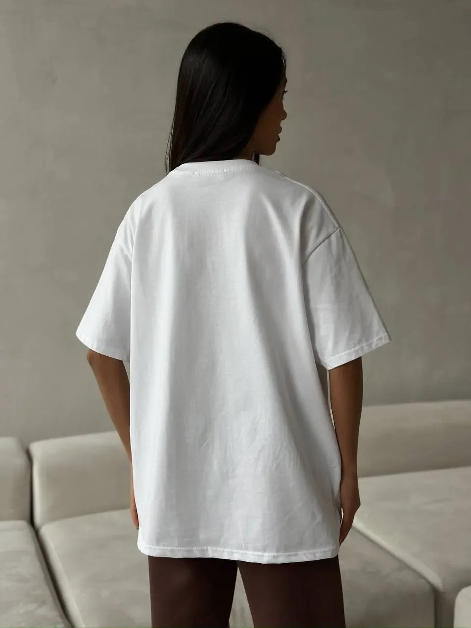 Bow Round Neck Oversized T Shirt With Lace Polyester - Southern Shores Clothing