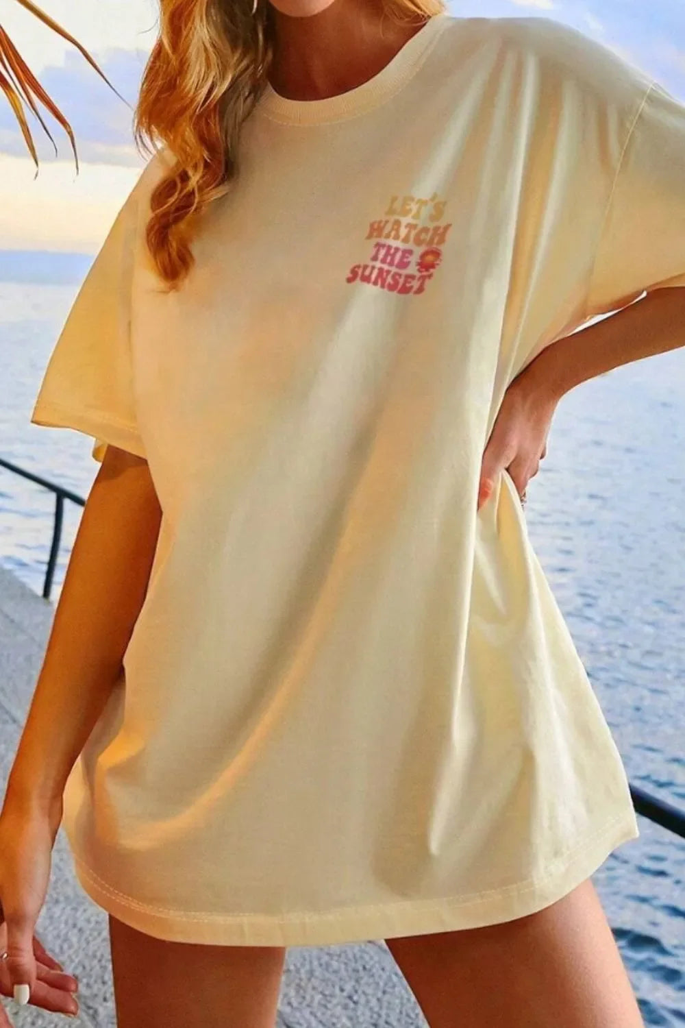 Sunset Graphic Round Neck T Shirt Slightly Stretchy Fit - Southern Shores Clothing