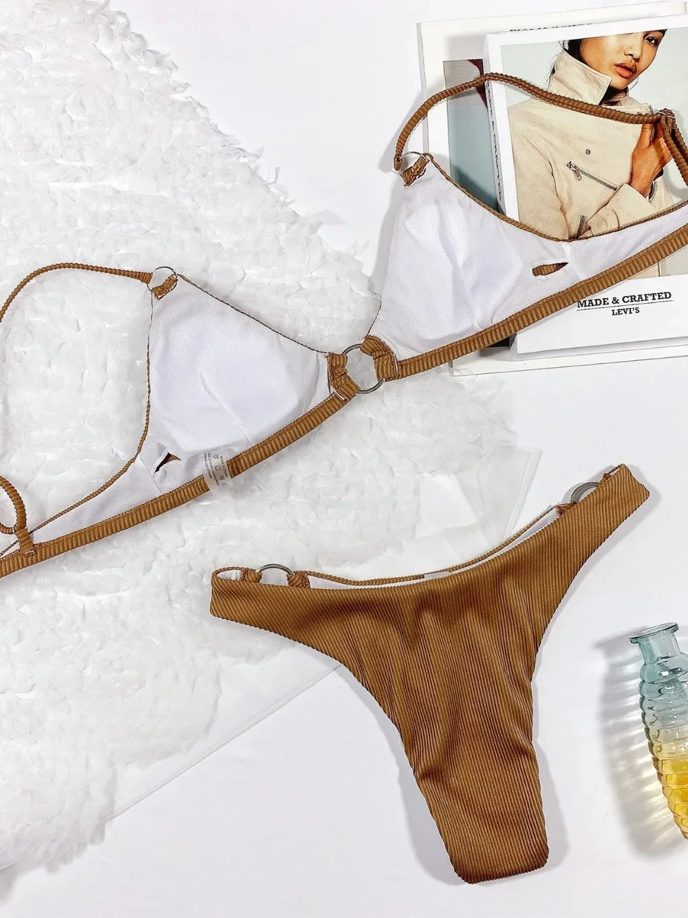 Two-Piece Plunge Spaghetti Strap Swim Set With Removable Pads - Southern Shores Clothing