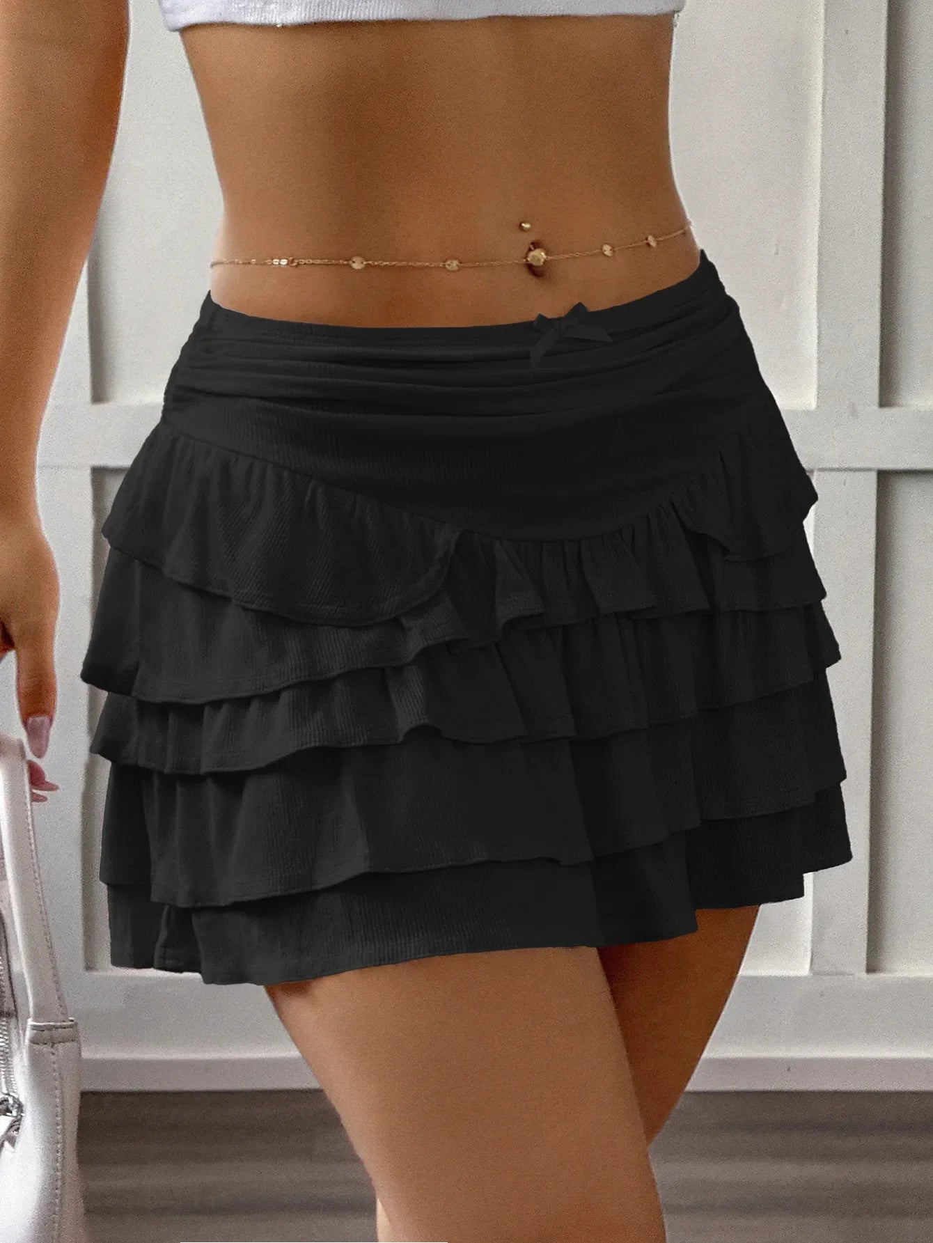 Ruffle Layered Mini Skirt With Flowy Fabric - Southern Shores Clothing
