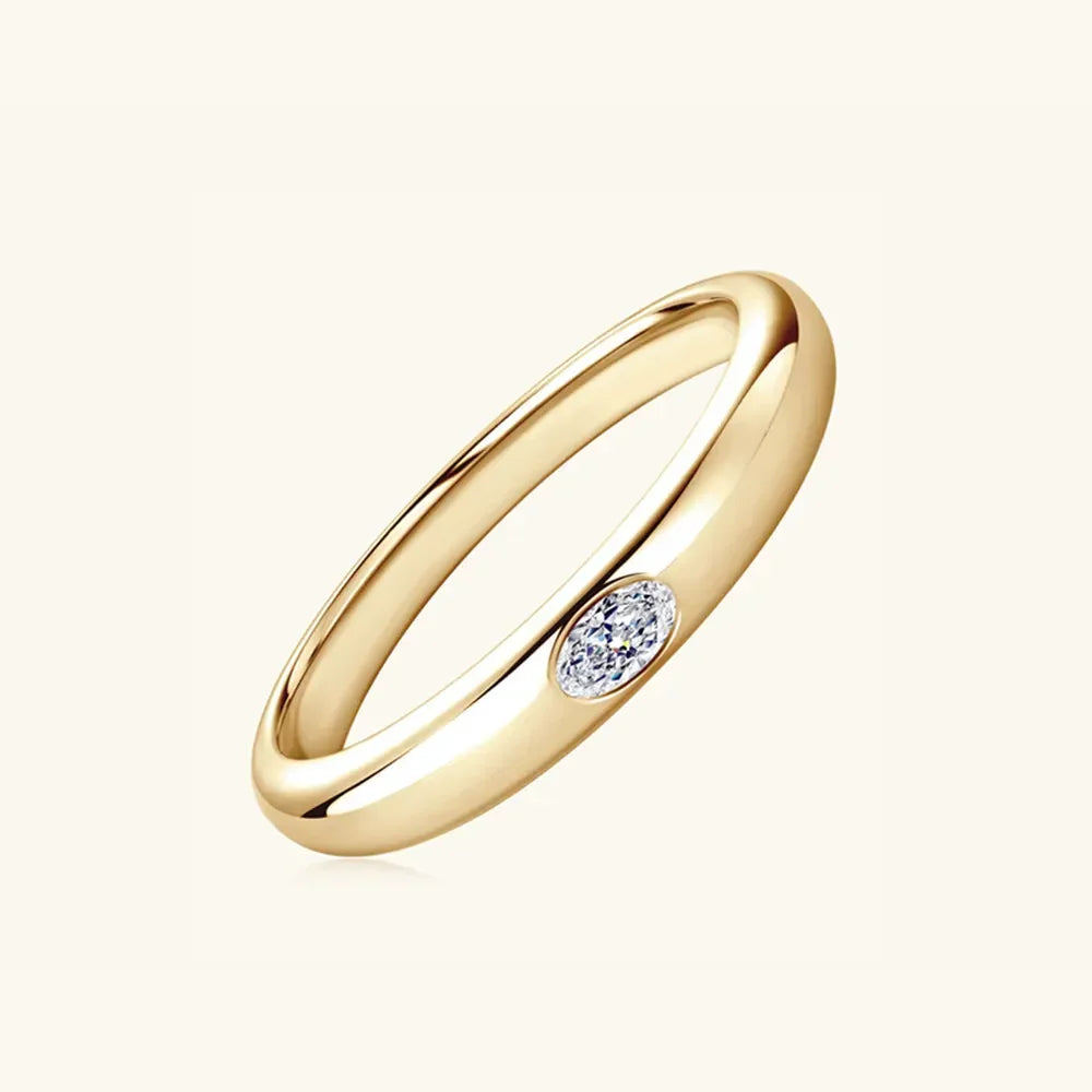 Sterling Silver Inlaid Moissanite Ring With 18K Gold Plating - Southern Shores Clothing