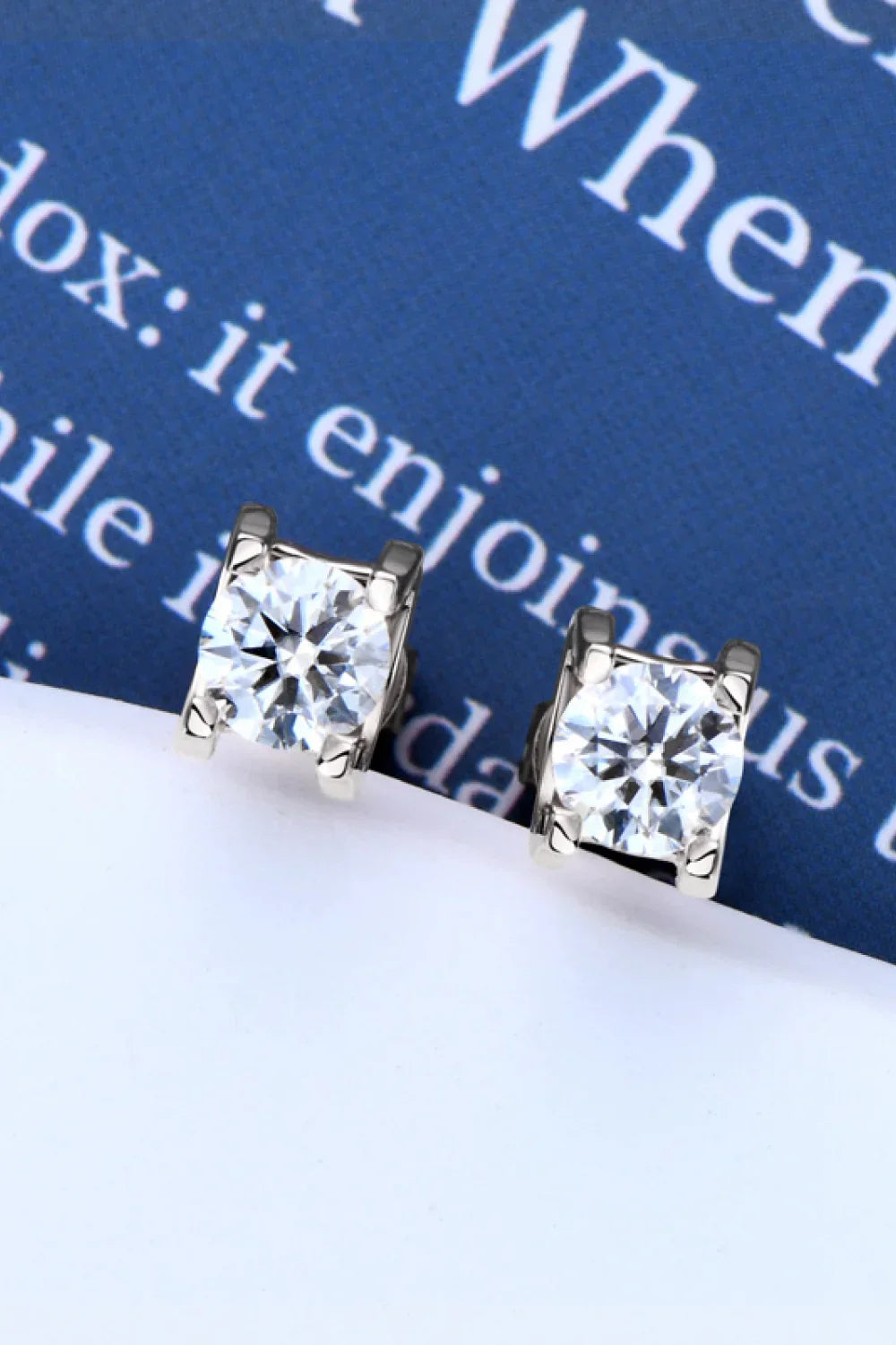 Moissanite Sterling Silver Stud Earrings Rose Gold Plating - Southern Shores Clothing