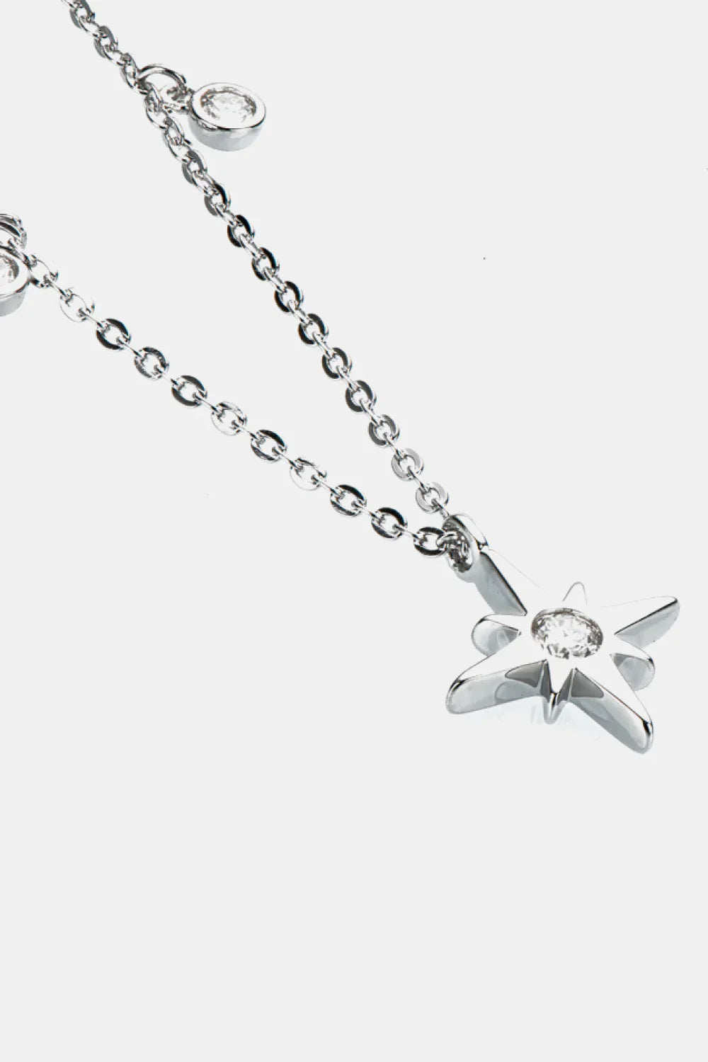 Sterling Silver Moissanite North Star Pendant Necklace - Southern Shores Clothing