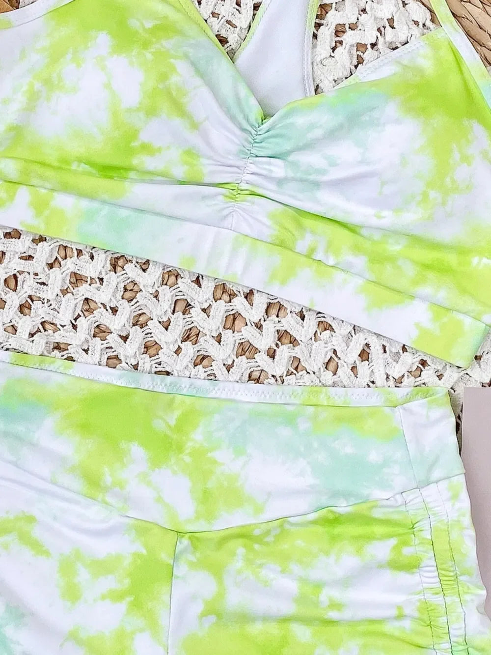 Tie-Dye Spaghetti Strap Top And Drawstring Shorts Swim Set - Southern Shores Clothing