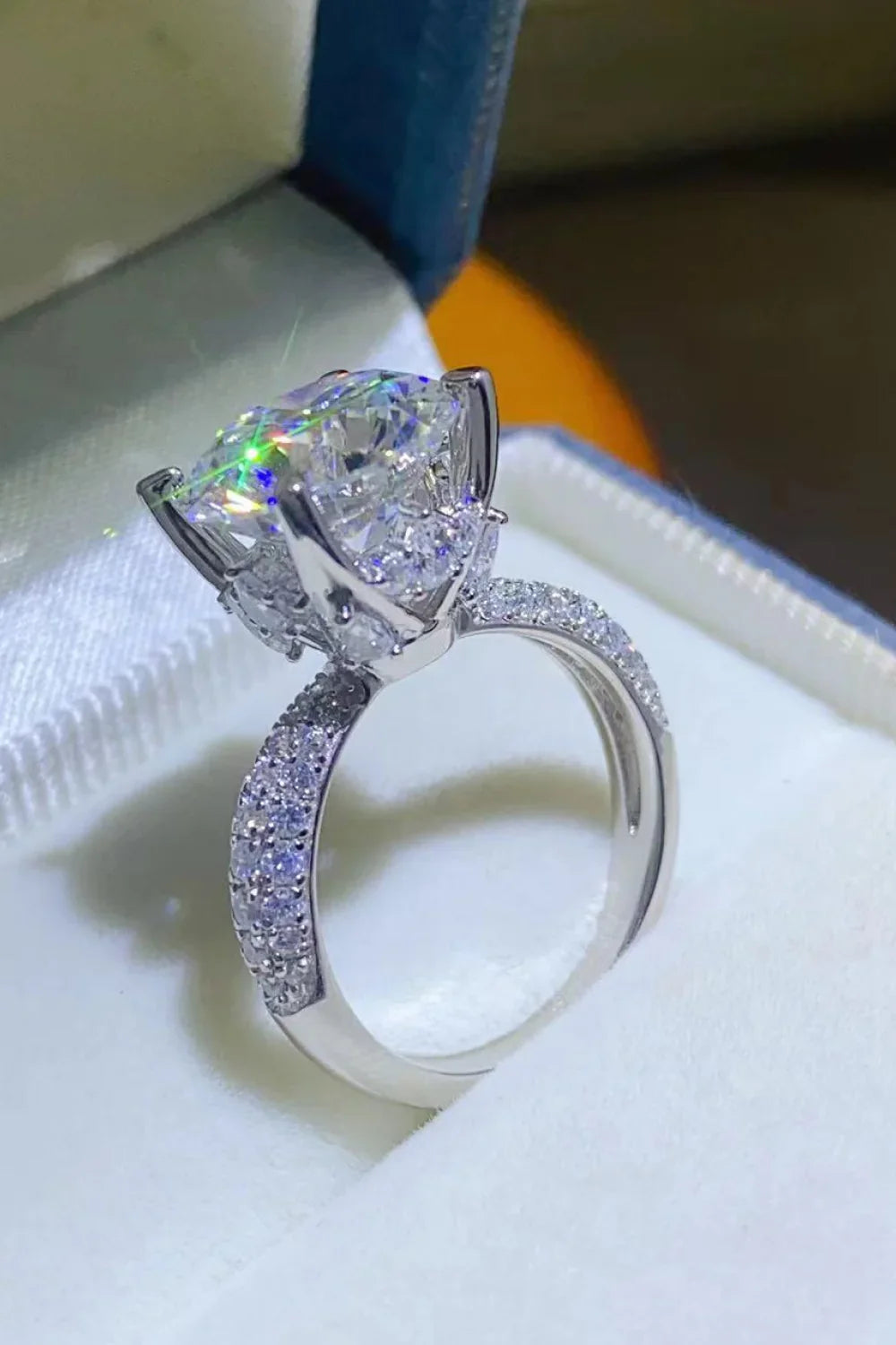 Moissanite Sterling Silver Ring With Crystal Brilliance - Southern Shores Clothing
