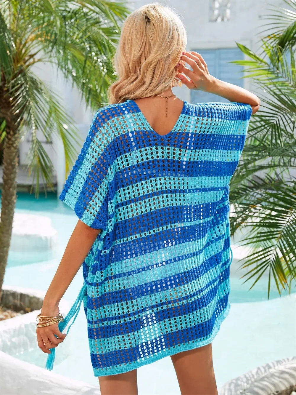 Angel Wings Striped V-Neck Cover Up One Size - Southern Shores Clothing