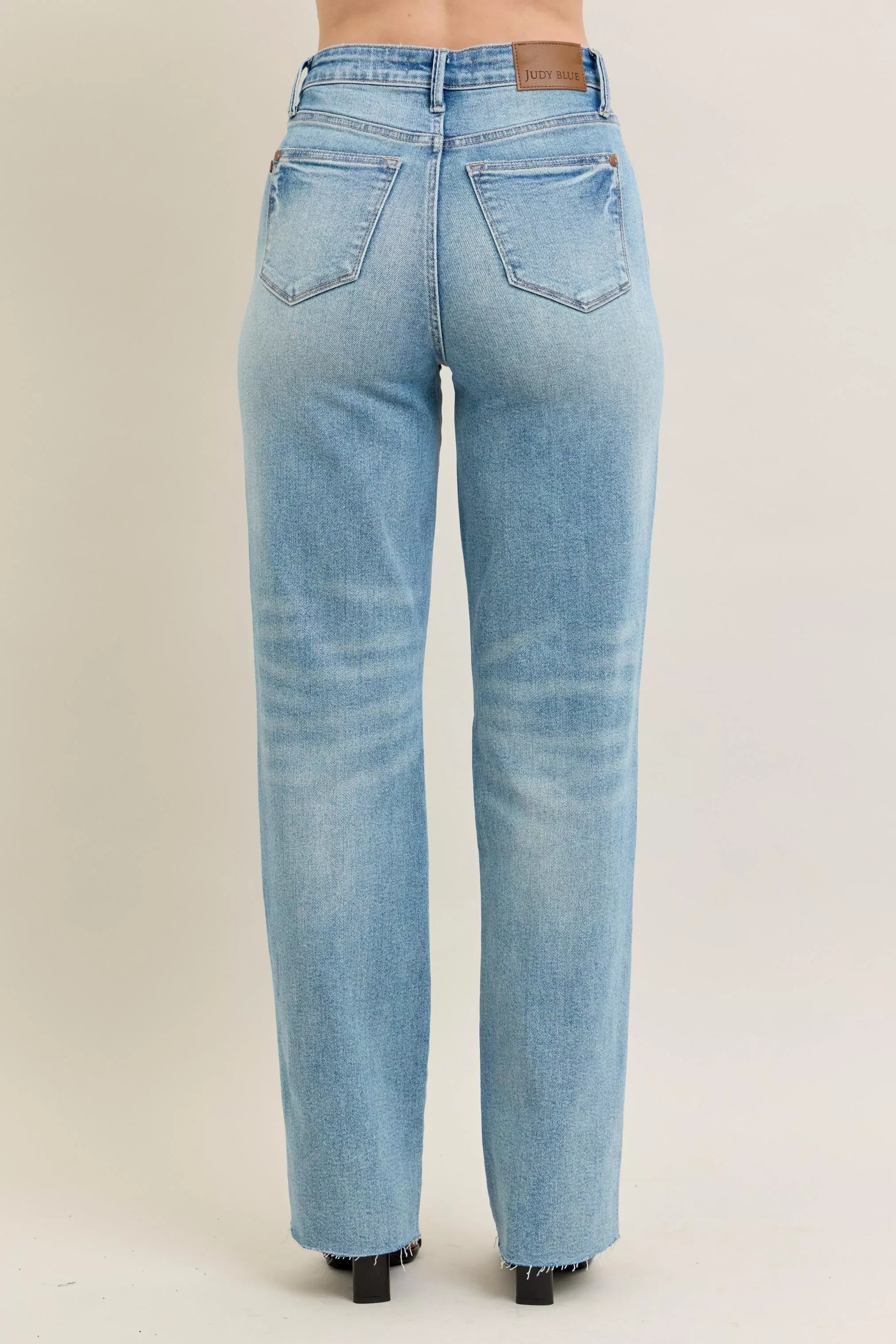 Plus Size High Waist Destroyed Straight Jeans - Southern Shores Clothing