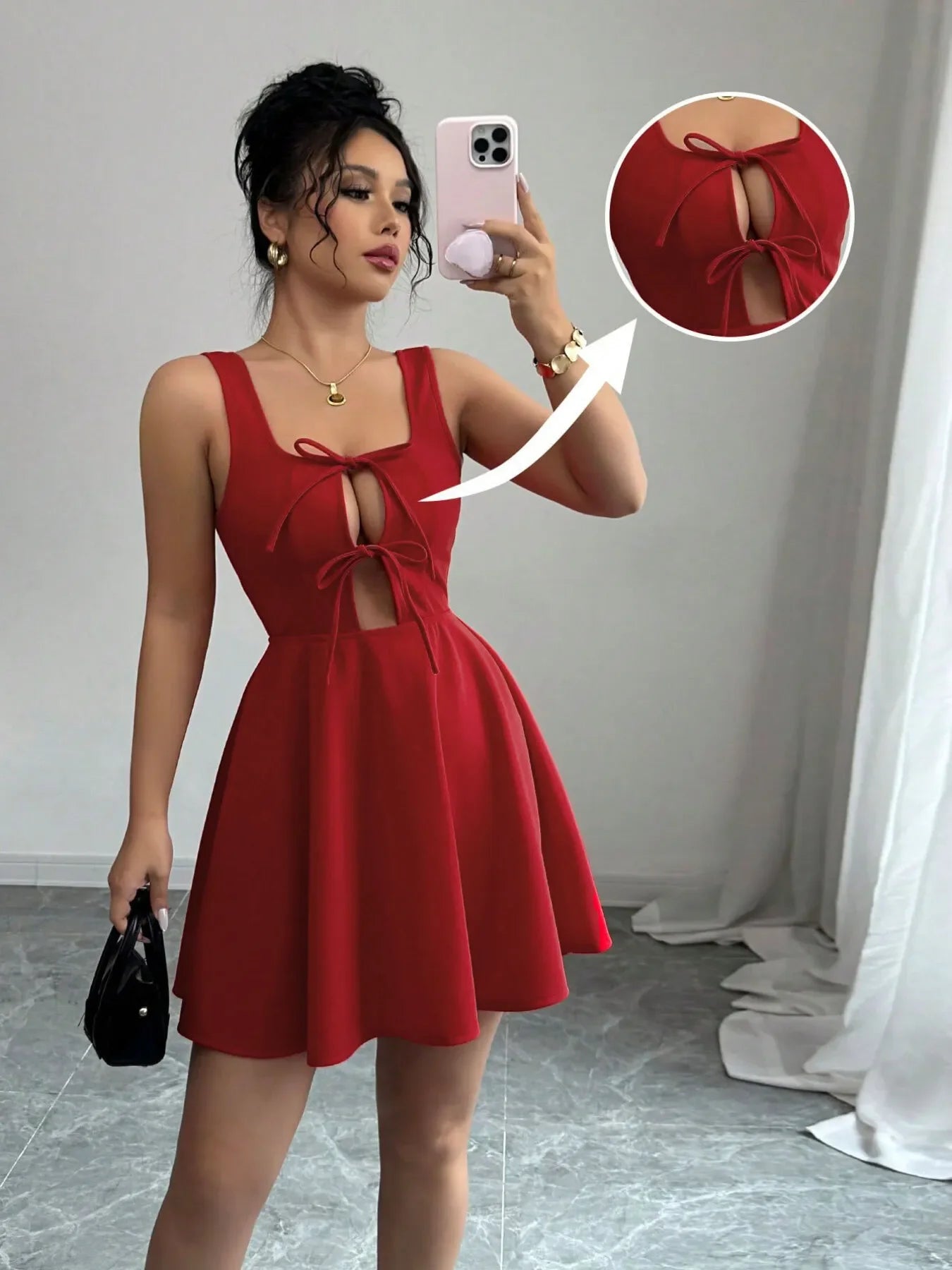 Tie Front Wide Strap Dress With Breezy Fit - Southern Shores Clothing