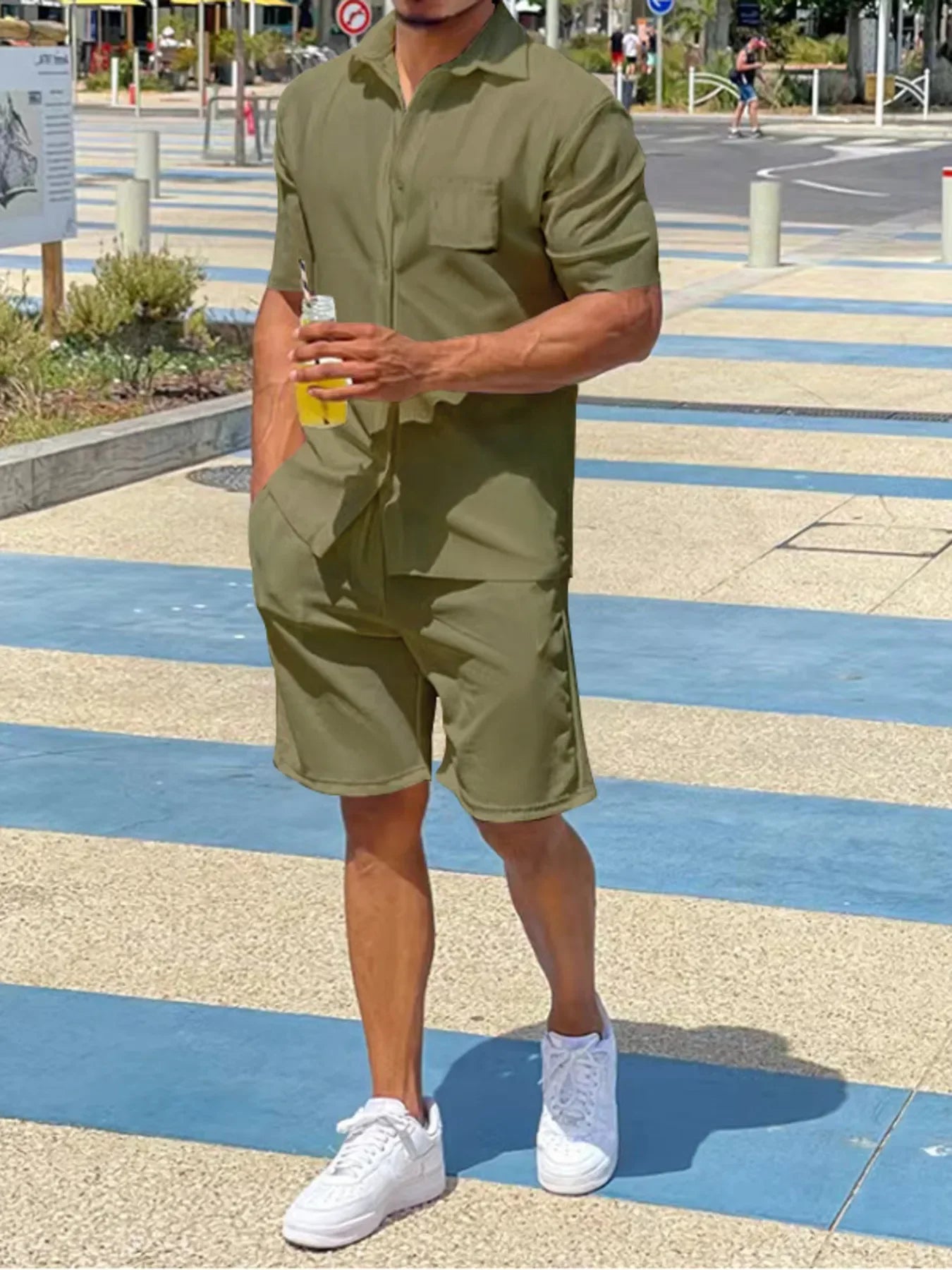 Men's Plus Size Button Up Shirt and Shorts Set - Southern Shores Clothing