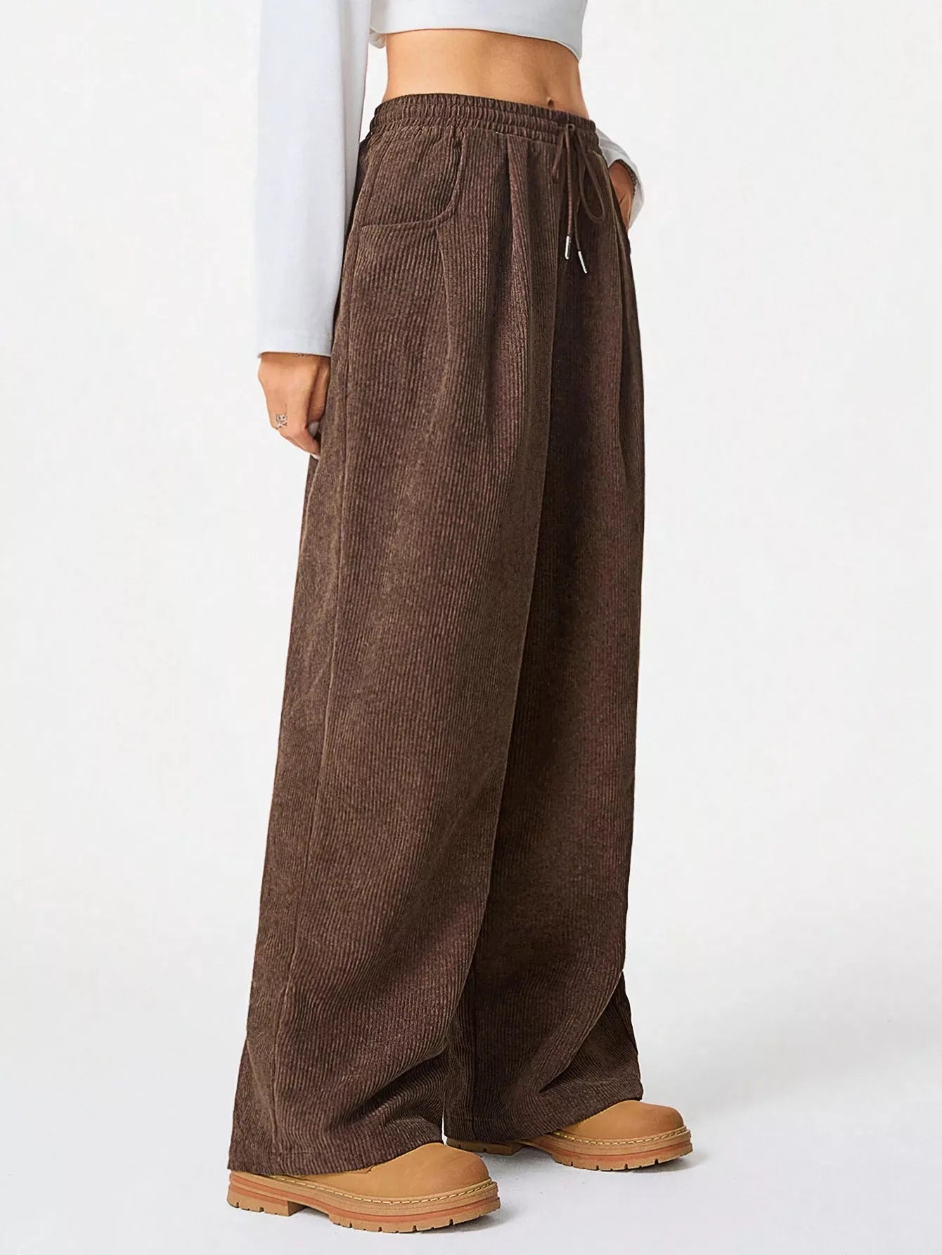 Southern Shores Corduroy Drawstring Wide Leg Pants