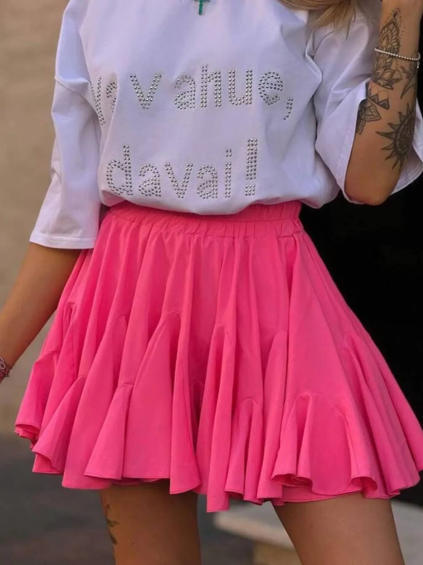 Elastic Waist Flowing Skirt With Ruffled Hem - Southern Shores Clothing