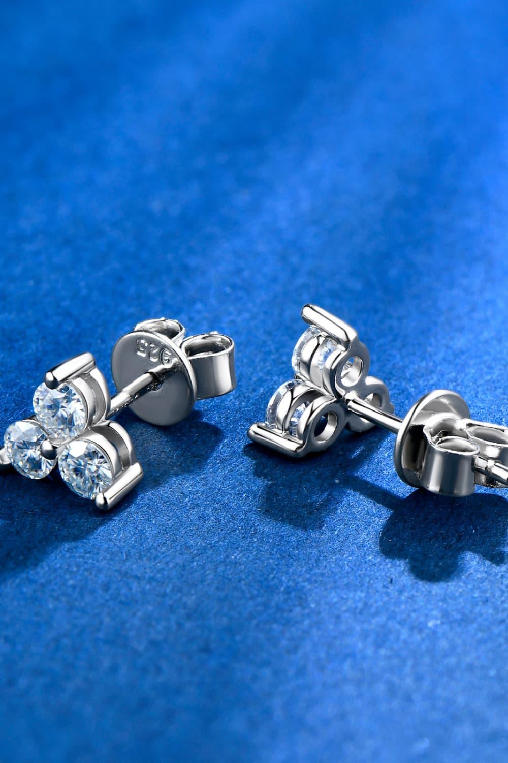 Minimalist Moissanite Sterling Silver Stud Earrings - Southern Shores Clothing