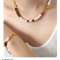 Tiger's Eye Freshwater Pearl Necklace, 18K Gold-Plated - Southern Shores Clothing