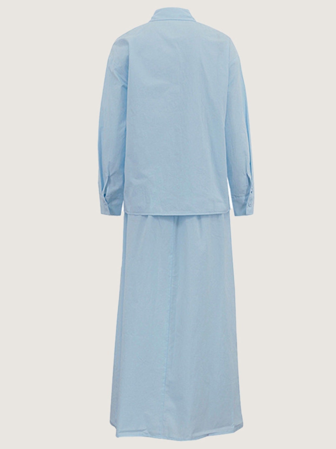 Tie-Front Shirt And Maxi Skirt Two Piece Set
