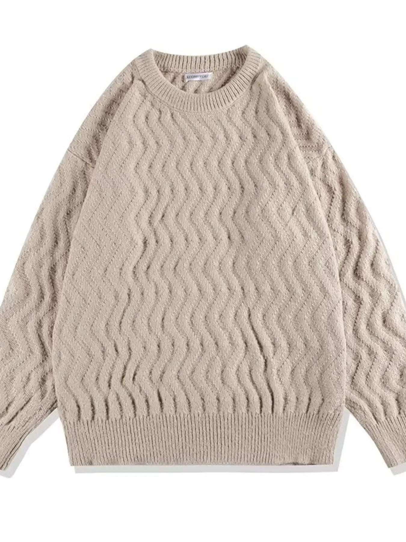 Oversized Textured Wave Knit Sweater Relaxed Fit - Southern Shores Clothing