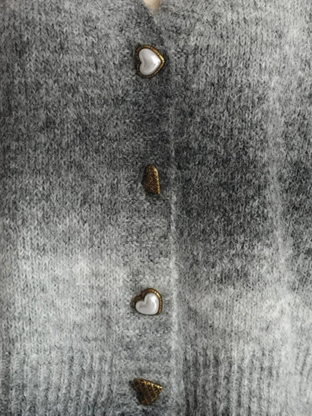 Heart Shape Button Front V-Neck Cardigan With Stretch - Southern Shores Clothing