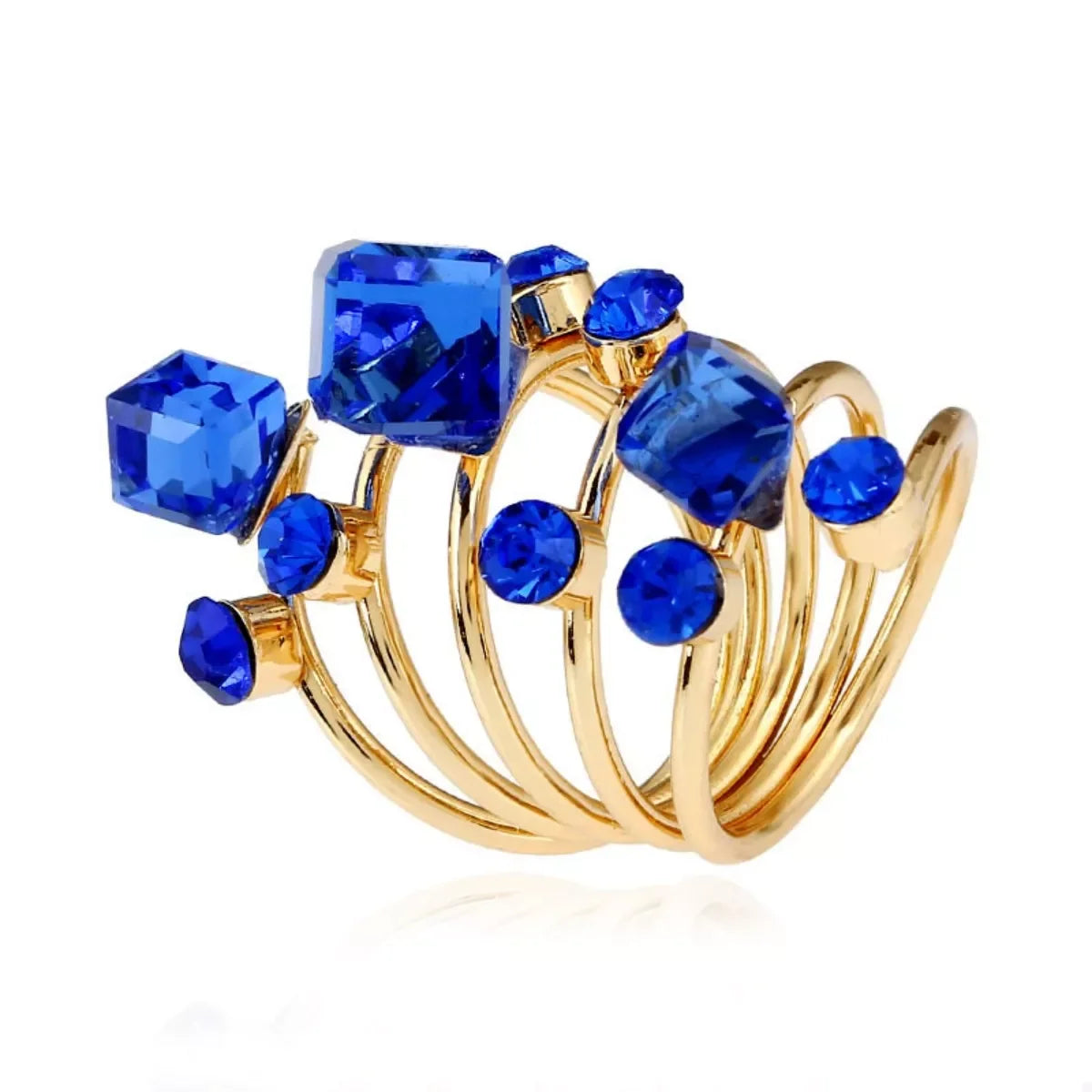 18K Gold-Plated Multi-Layer Crystal Ring - Southern Shores Clothing