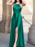 Halter Neck Maxi Dress With Slit And Backless - Southern Shores Clothing