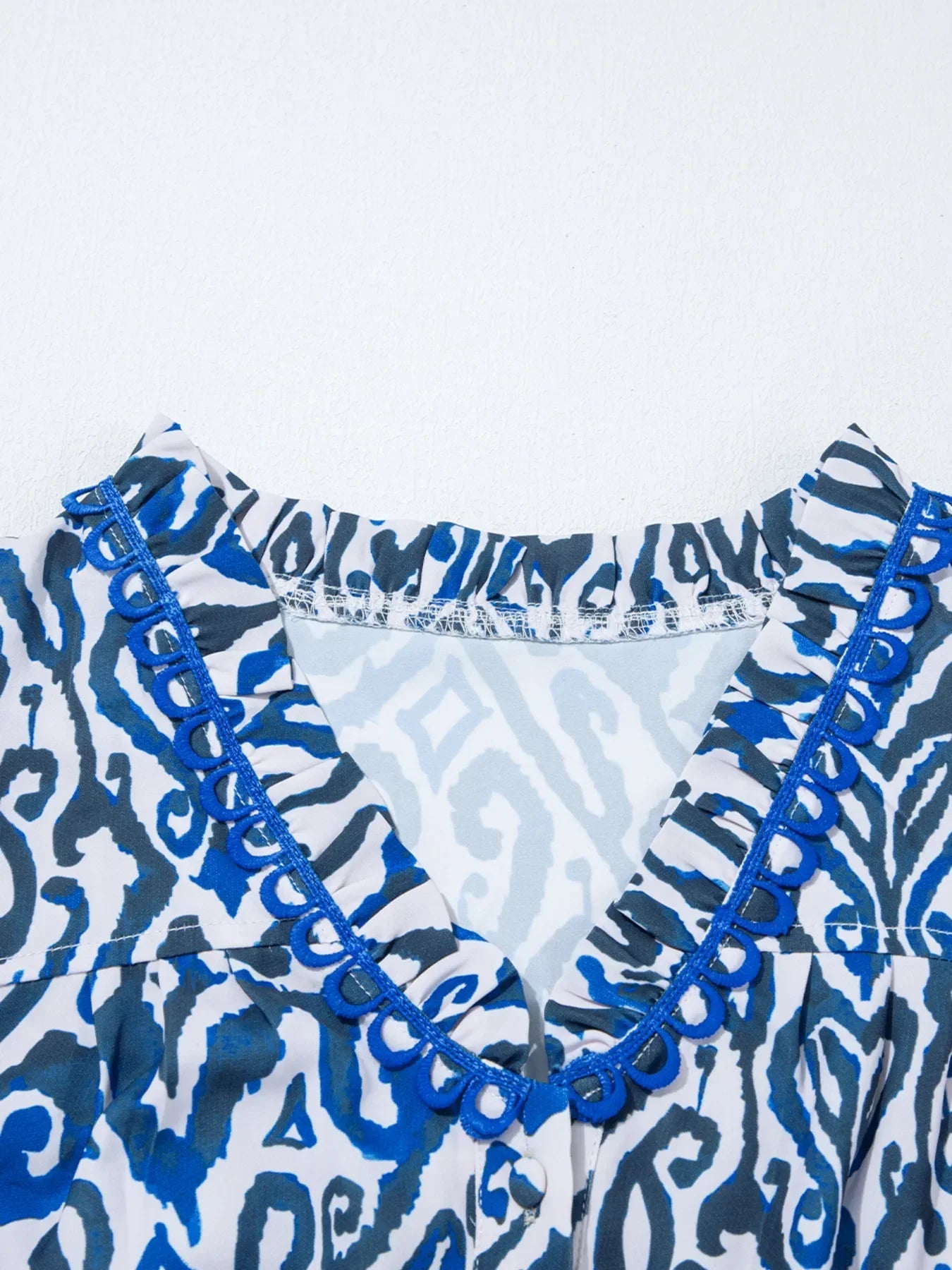 Paisley Print Long Sleeve Cotton Blouse With Frill Trim - Southern Shores Clothing