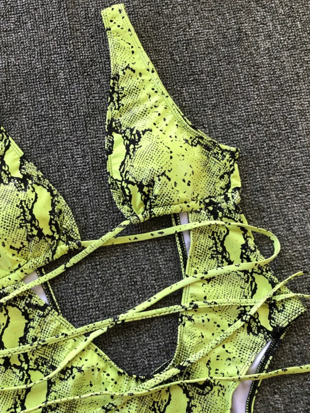Lace-Up Backless Plunge One-Piece Swimsuit - Southern Shores Clothing