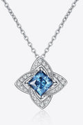 Blue Moissanite Floral Pendant Necklace 1 Carat in Silver - Southern Shores Clothing