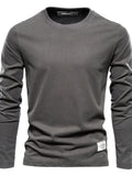 Round Neck Long Sleeve Cotton T Shirt Regular Fit - Southern Shores Clothing