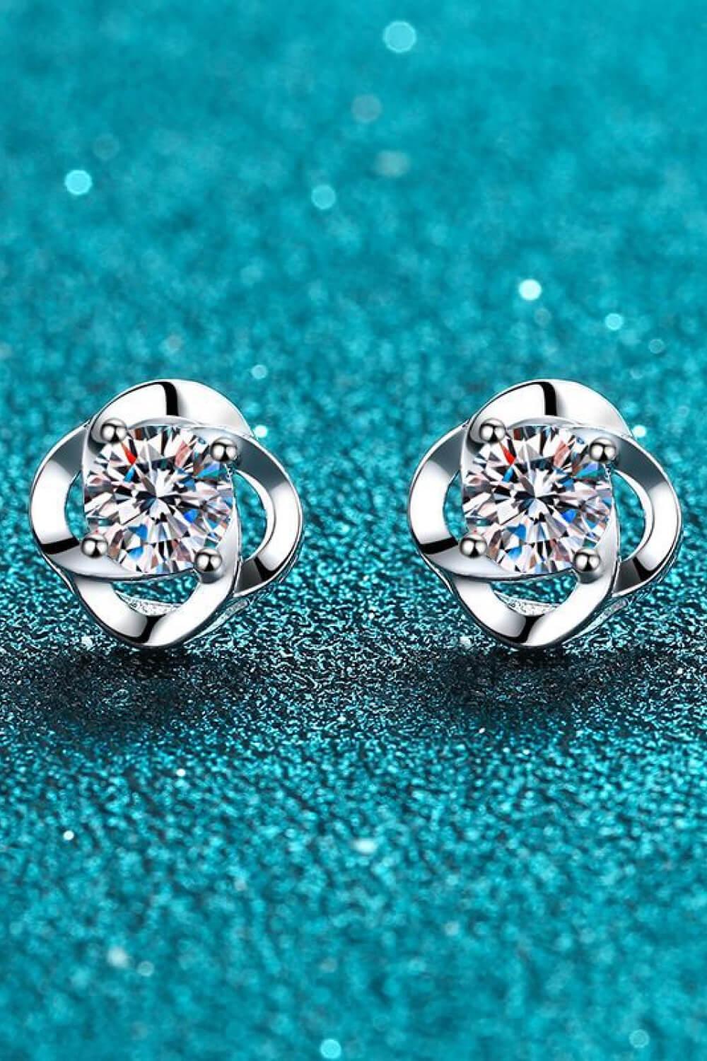 Moissanite Stud Earrings Rhodium Plated Sterling Silver - Southern Shores Clothing