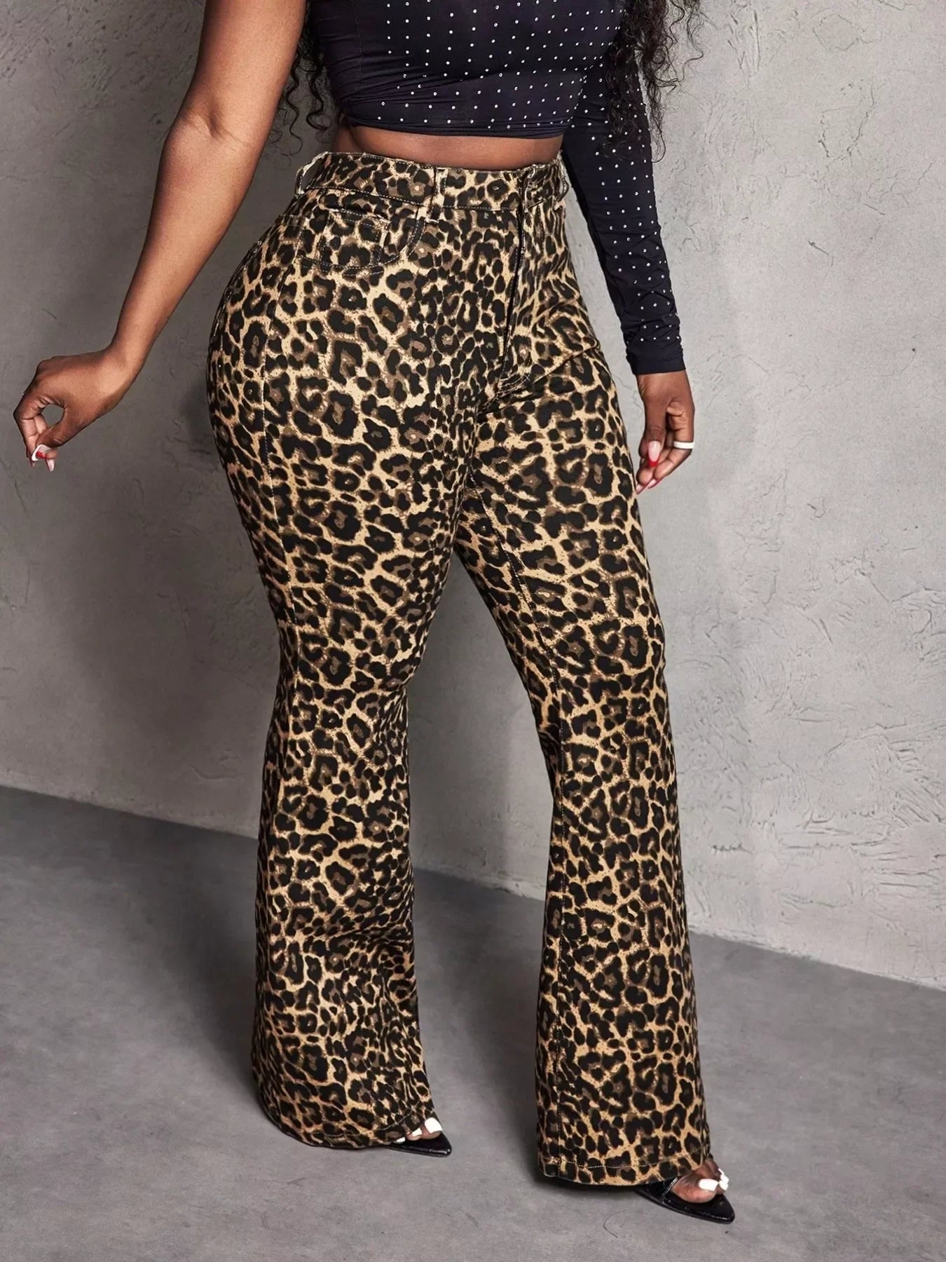 Coastal Leopard Print Wide Leg Pants With Stretch - Southern Shores Clothing