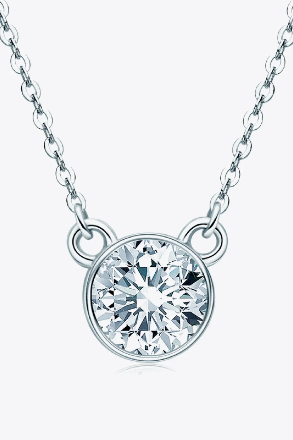 1 Ct Moissanite Sterling Silver Round Pendant Necklace - Southern Shores Clothing