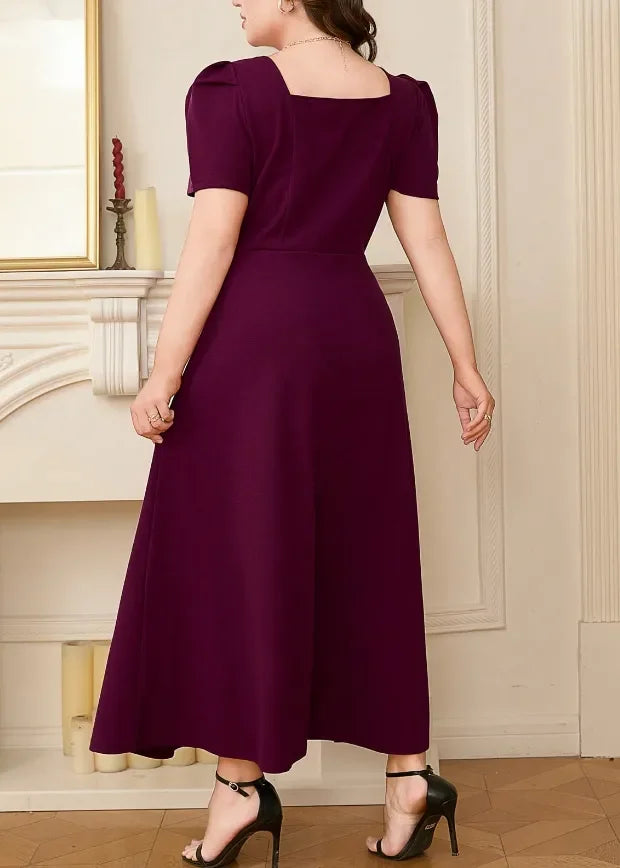 Plus Size Square-Neck Puff-Sleeve Mariner Midi Dress - Southern Shores Clothing
