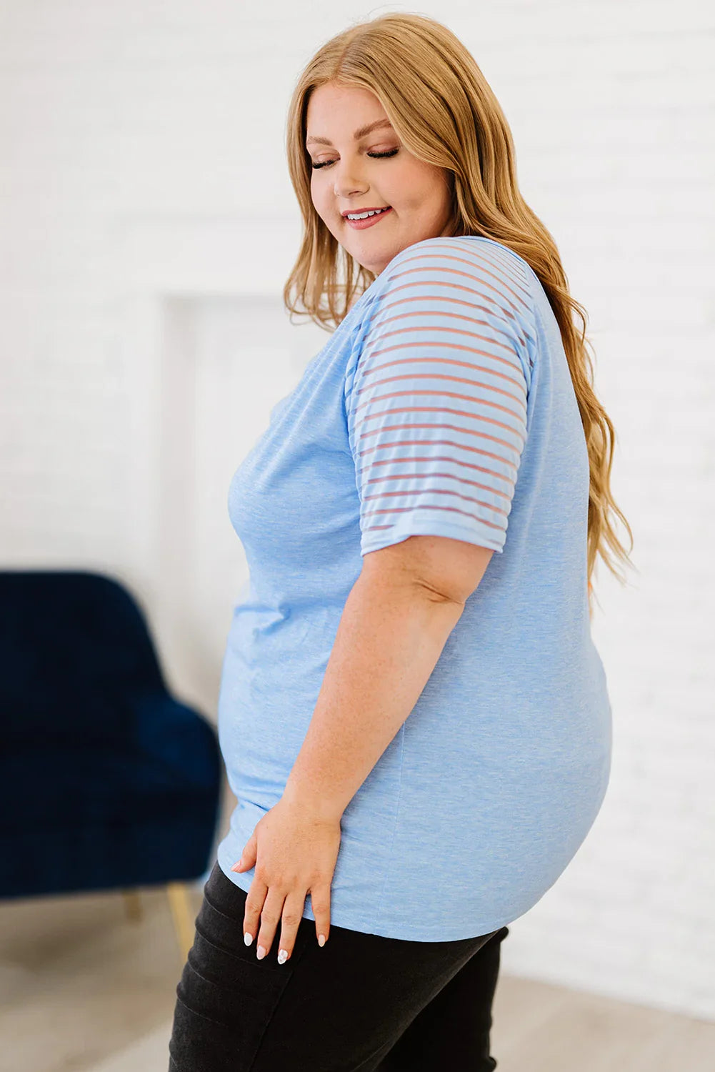 Plus Size V-Neck Raglan Sleeve Floral Tee - Southern Shores Clothing