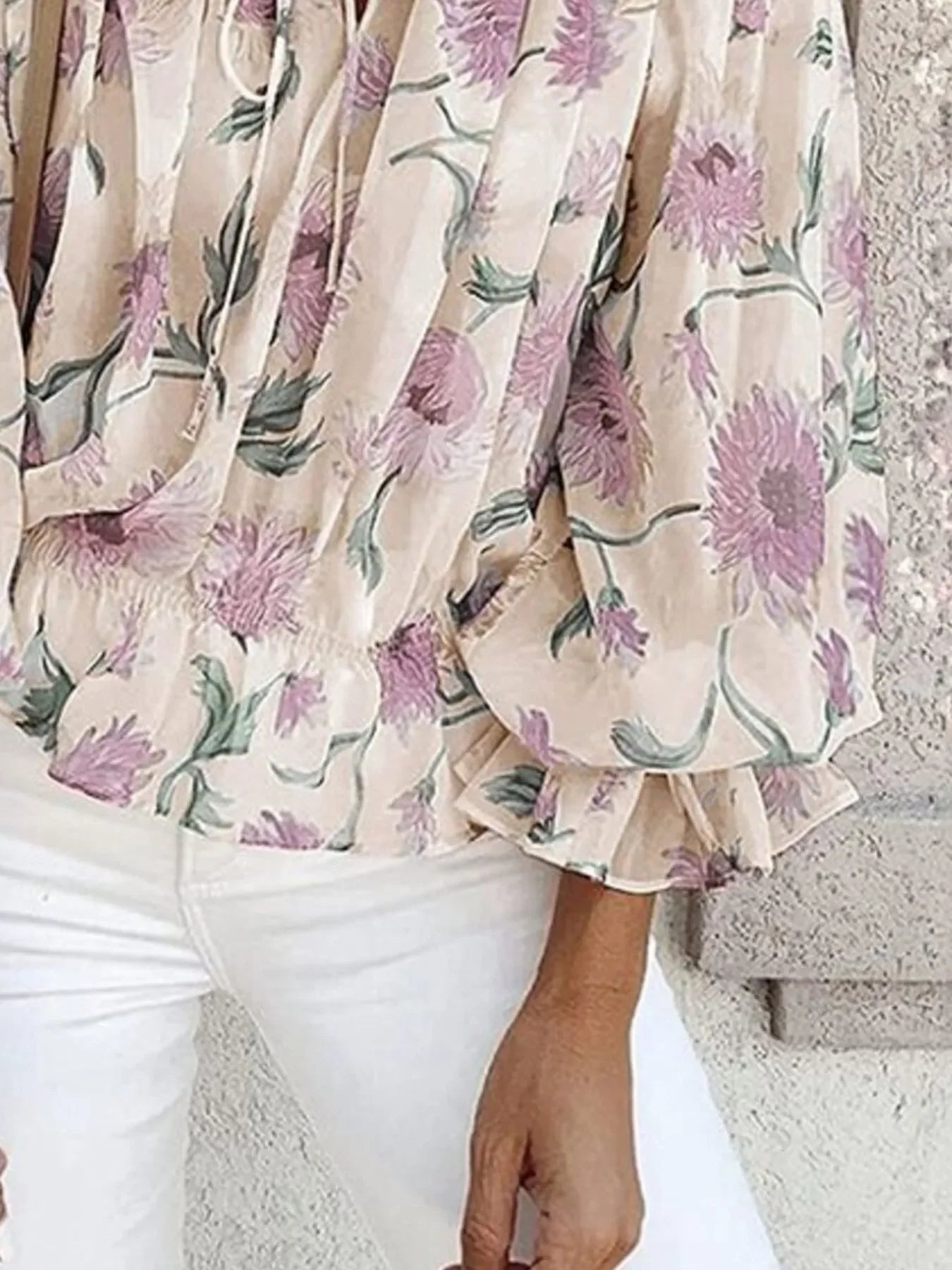 Off Shoulder Tied Ruffled Floral Print Blouse - Southern Shores Clothing