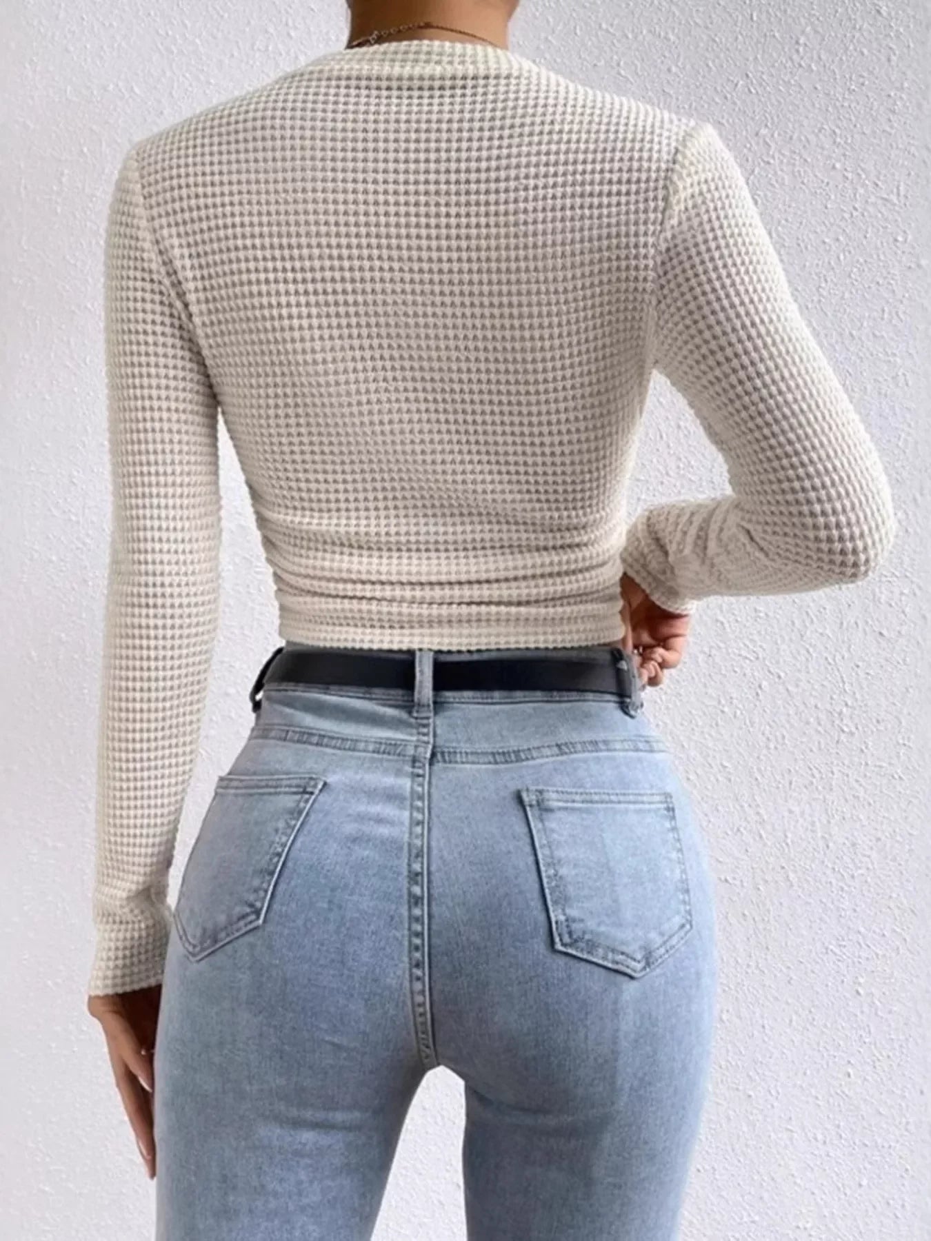 Waffle Knit Long Sleeve T-Shirt - Southern Shores Clothing