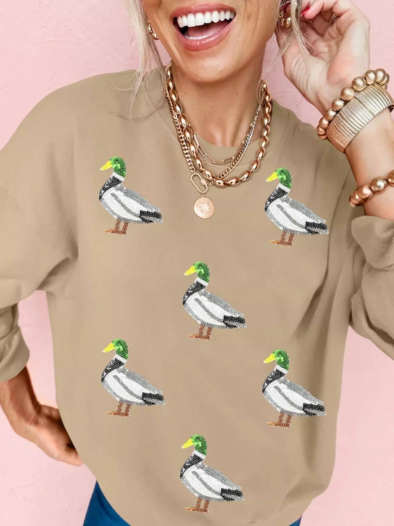 Sequin Duck Long Sleeve Top - Southern Shores Clothing